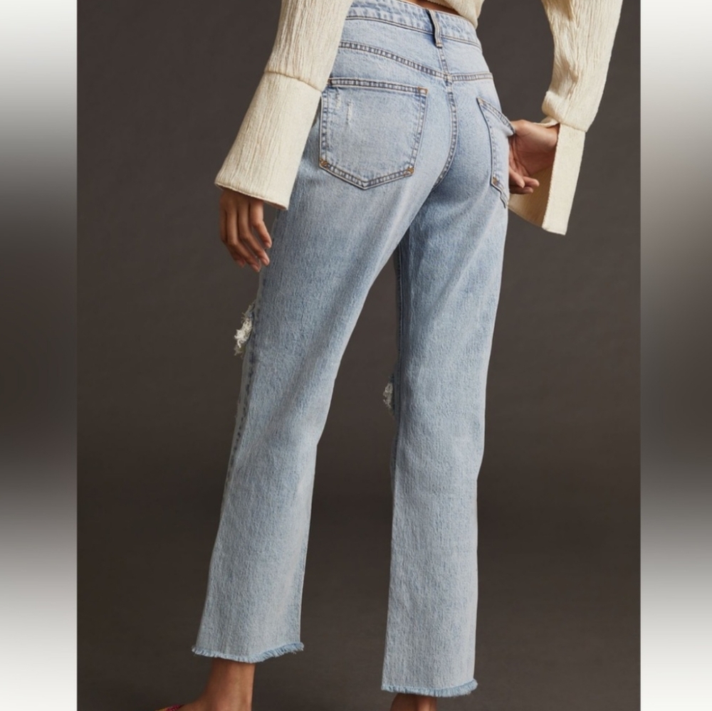 Anthropologie Pilcro Vintage Straight Distressed High Rise Jeans 27 28 - Picture 9 of 10